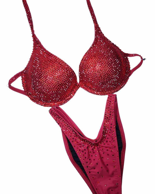 Bikini Mid Bling en rojo carmín.