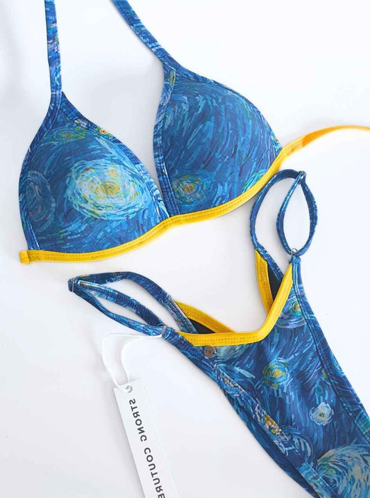 Bikini de poses estampado "La noche estrellada"