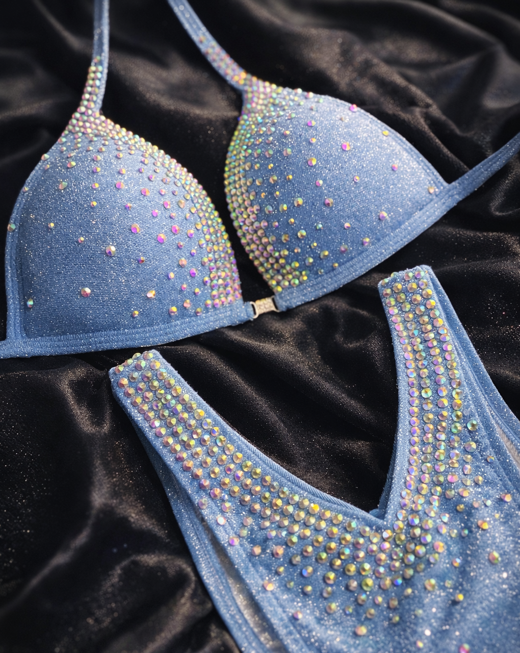 Bikini de Competencia Azul con Cristales | NPC IFBB Fitness | Strong Couture