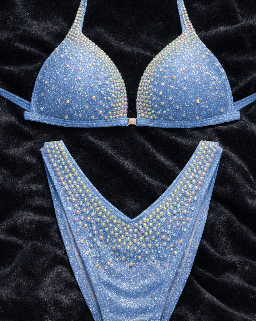 Bikini de Competencia Azul con Cristales | NPC IFBB Fitness | Strong Couture